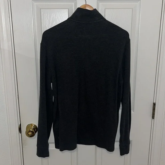 Ralph Lauren Quarter Zip White Iconic RL Logo Small Estate Rib Charcoal
